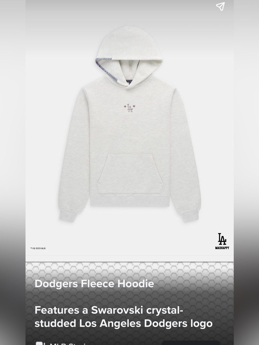 MadHappyXLos Angeles Dodgers Swarovski crystals Fleece Hoodie Black size M